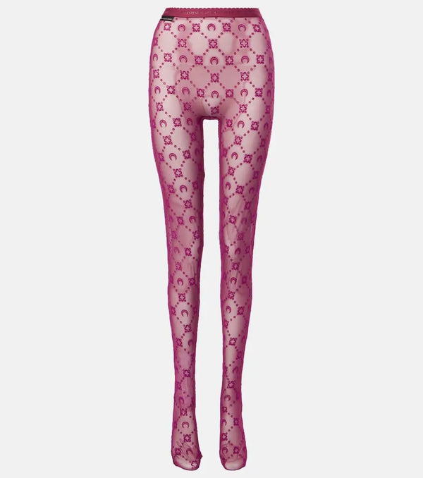 Marine Serre All Over Moon printed tights | LYBSTORE