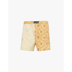 Mens Marine Serre Floral print contrast-panel cotton shorts