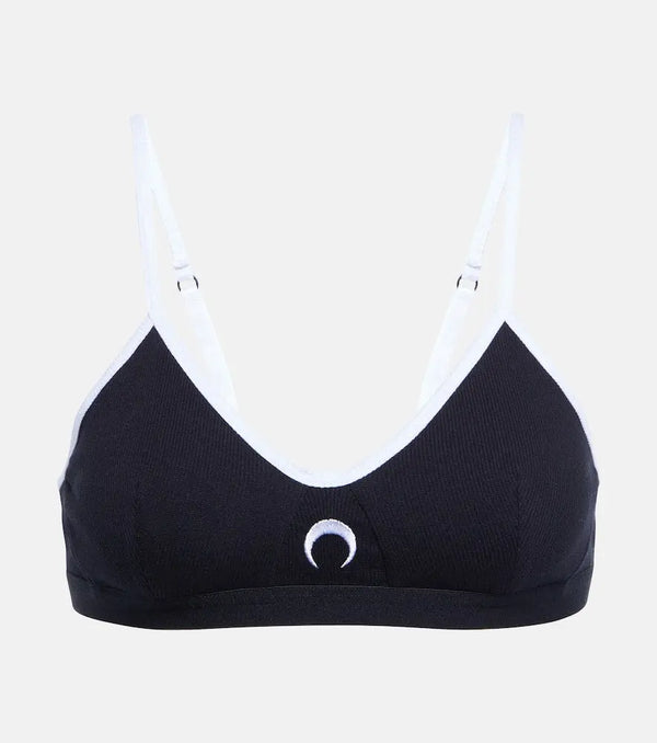 Marine Serre Logo cotton-blend bralette | LYBSTORE