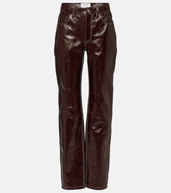 Marine Serre Ombré high-rise leather straight pants | LYBSTORE