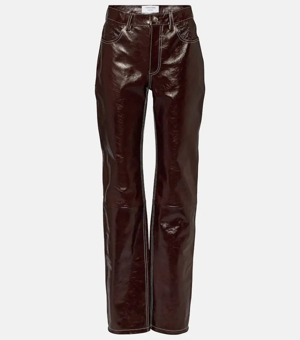 Marine Serre Ombré high-rise leather straight pants | LYBSTORE