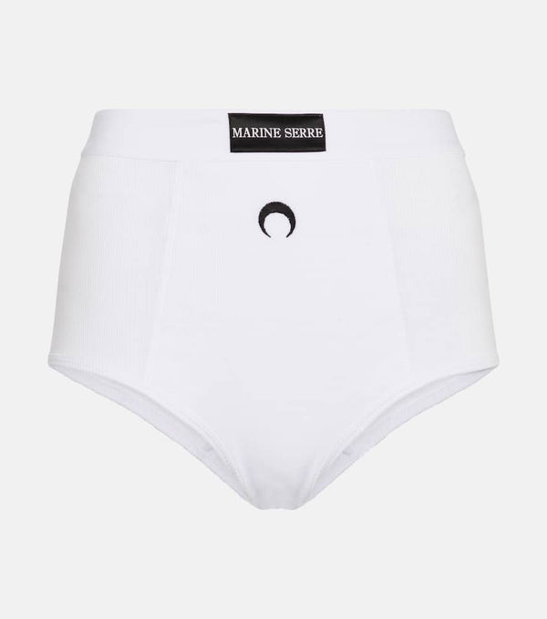 Marine Serre Ribbed-knit stretch-cotton briefs