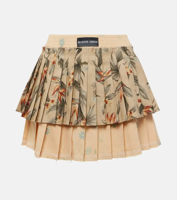 Marine Serre Upcycled Household pleated linen miniskirt