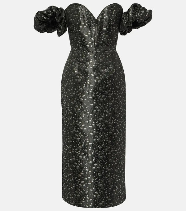 Markarian Adelaide metallic brocade midi dress | LYBSTORE