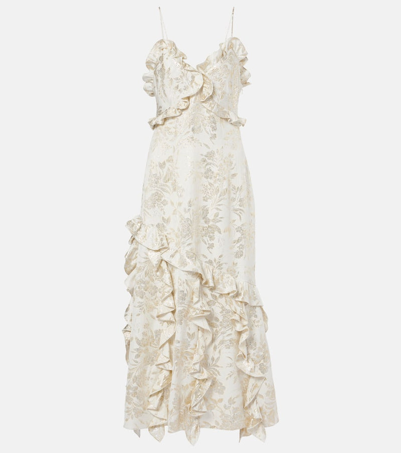 Markarian Calandra ruffled floral jacquard midi dress