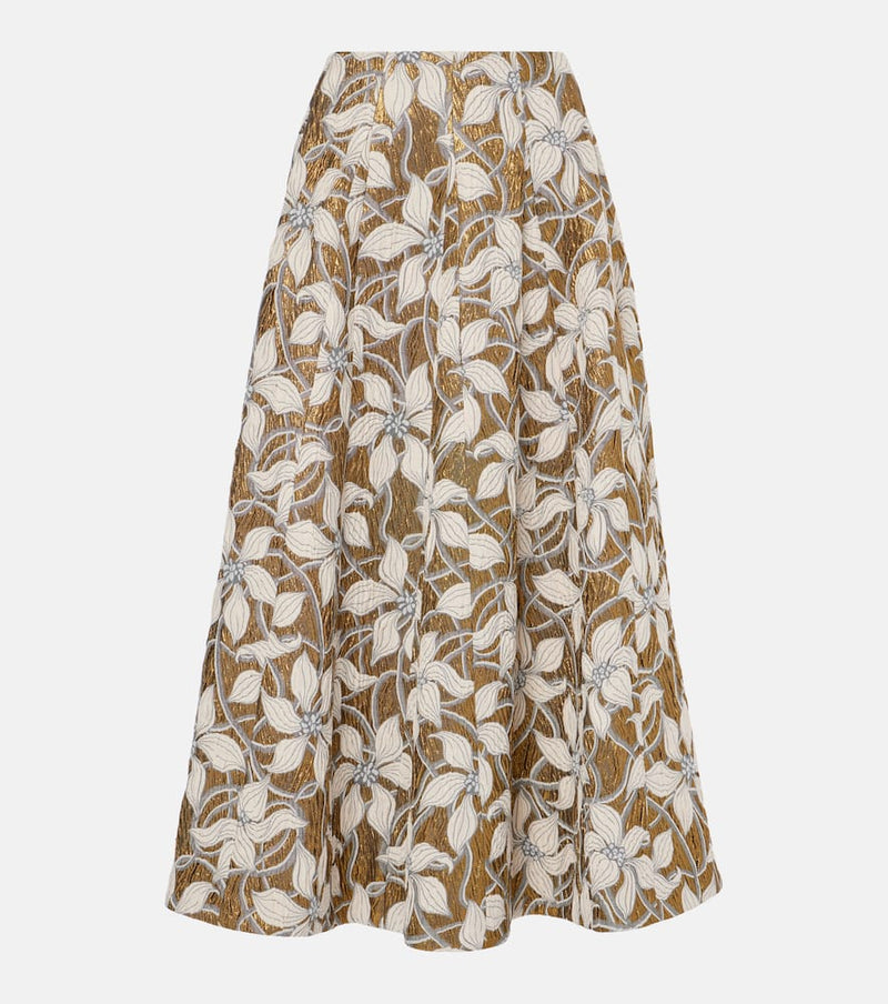 Markarian Marjorie floral brocade midi skirt