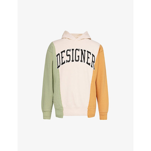 Mens Market Colour-blocked text-embroidered cotton-jersey hoody