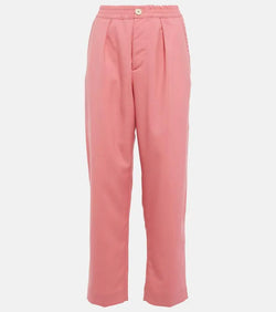 Marni High-rise pleated wool crop pants | LYBSTORE