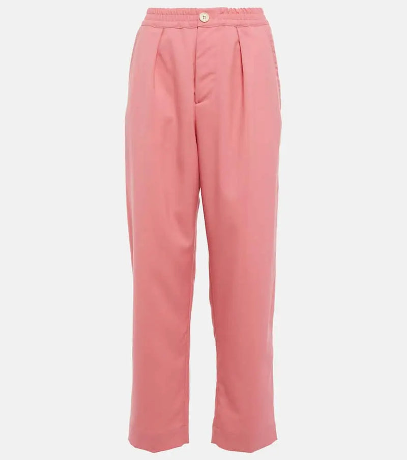 Marni High-rise pleated wool crop pants | LYBSTORE