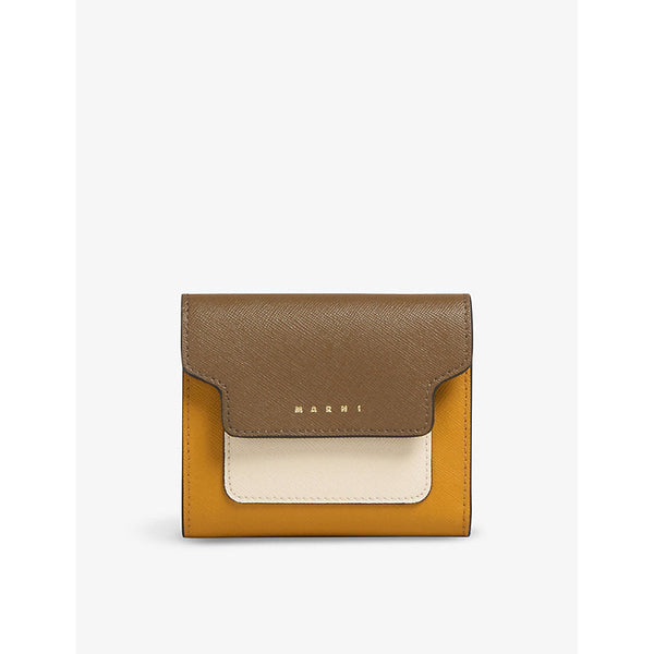 Marni Logo-print zip-up leather wallet | LYBSTORE