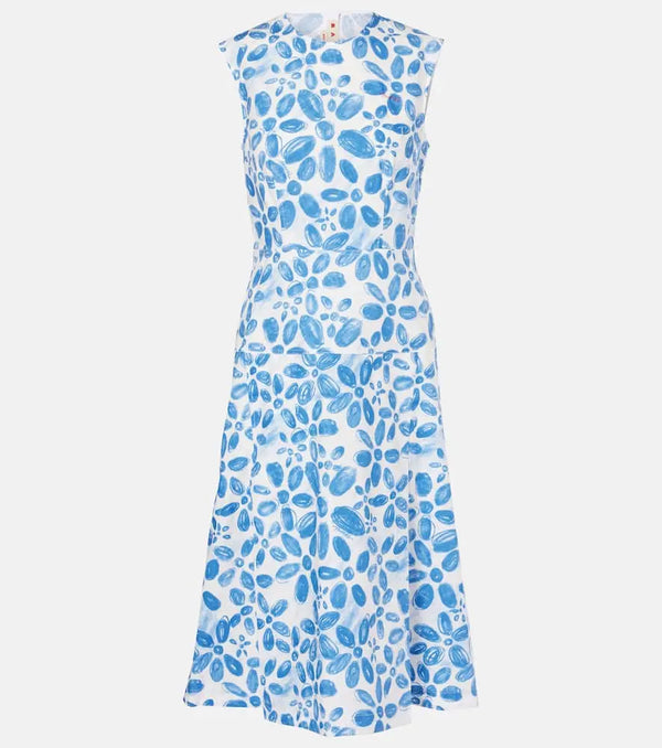 Marni Printed cotton midi dress