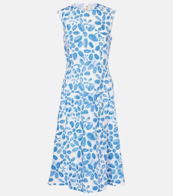 Marni Printed cotton midi dress | LYBSTORE