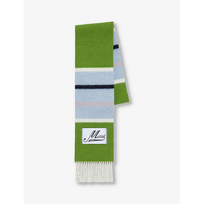 Marni Striped brand-tab alpaca-blend scarf | LYBSTORE