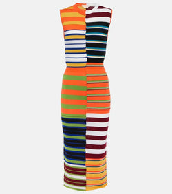 Marni Striped wool midi dress