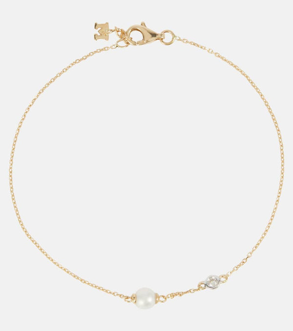 Mateo 14kt gold chain bracelet with diamonds and pearls