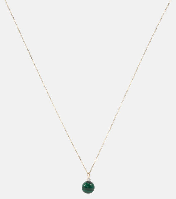 Mateo 14kt gold dot necklace with malachite and diamond