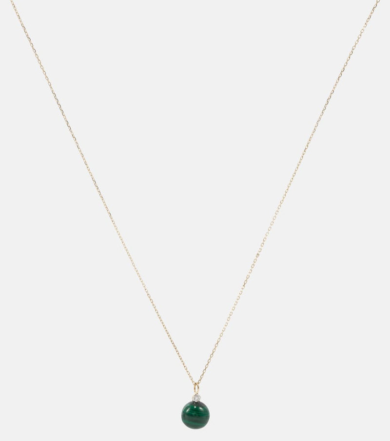 Mateo 14kt gold dot necklace with malachite and diamond