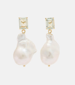 Mateo 14kt gold drop earrings with amethysts and Baroque pearls