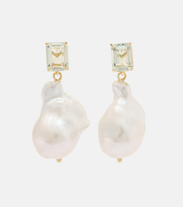 Mateo 14kt gold drop earrings with amethysts and Baroque pearls