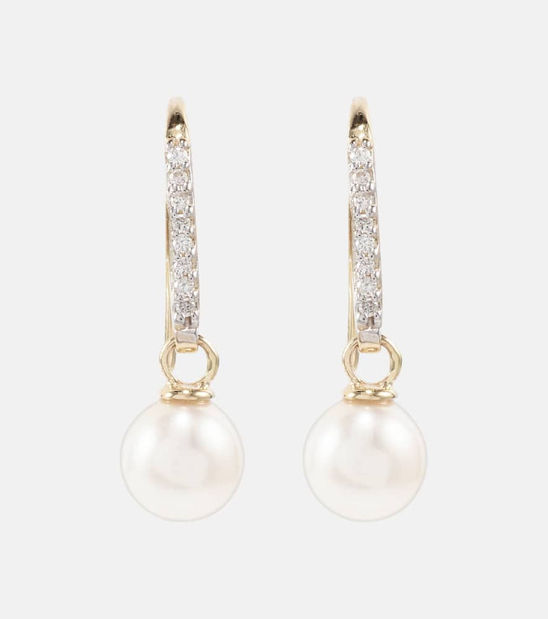 Mateo 14kt gold drop earrings with diamonds and pearls