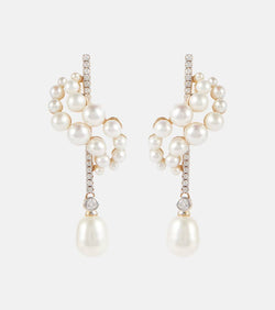 Mateo 14kt gold earrings with diamonds and pearls