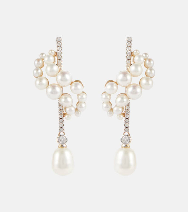 Mateo 14kt gold earrings with diamonds and pearls