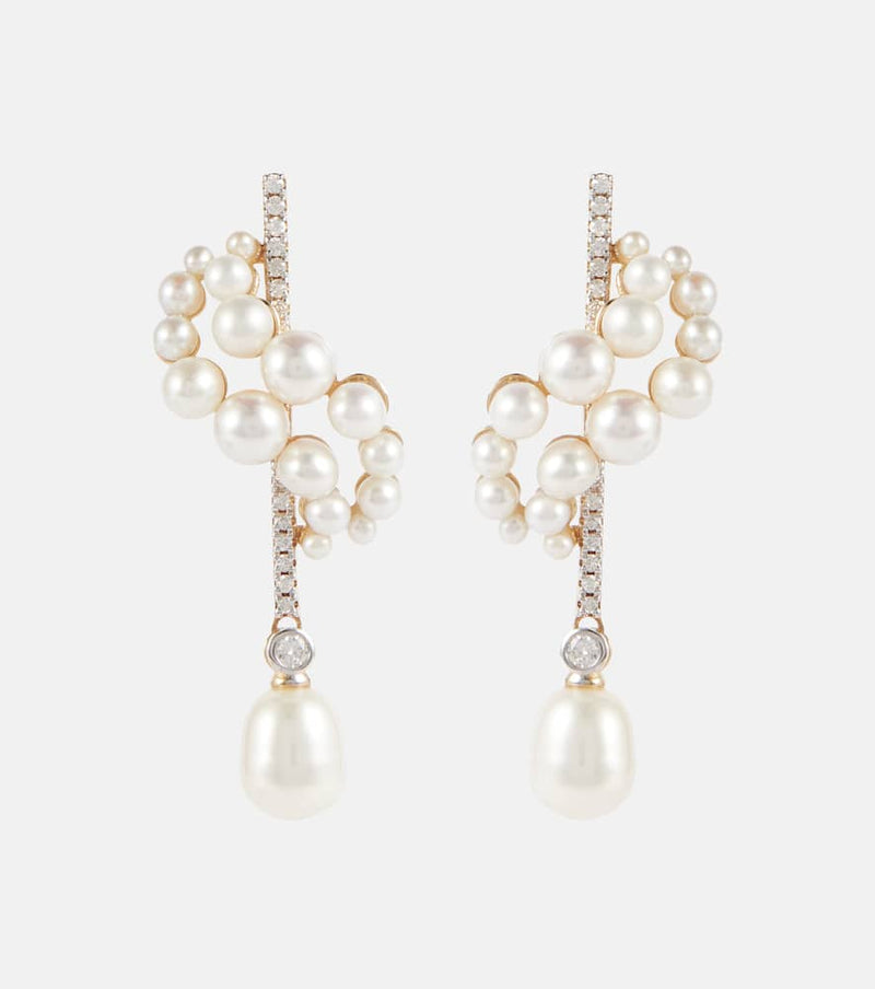 Mateo 14kt gold earrings with diamonds and pearls