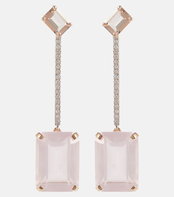 Mateo 14kt gold earrings with morganite, quartz and diamonds