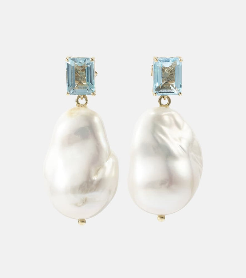 Mateo 14kt gold earrings with pearls and topaz