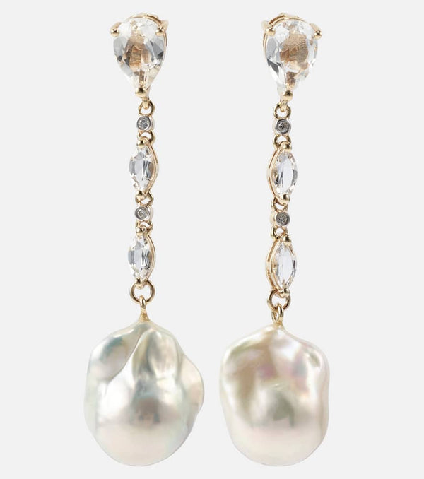 Mateo 14kt gold earrings with pearls, diamonds, and topaz