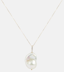 Mateo 14kt gold necklace with Baroque pearl and diamonds