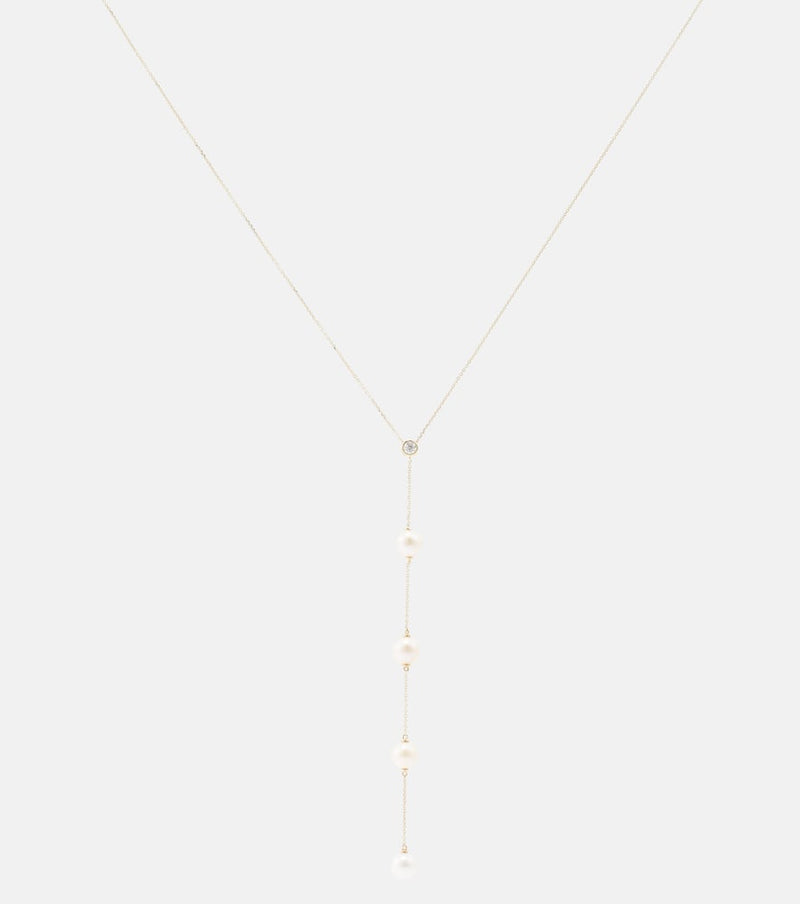 Mateo 14kt gold necklace with diamonds and pearls