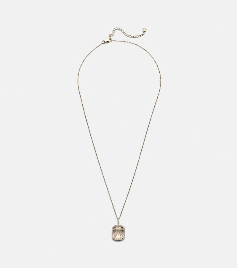 Mateo 14kt gold necklace with quartz and diamonds