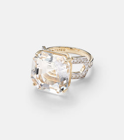 Mateo 14kt gold ring with quartz and diamonds