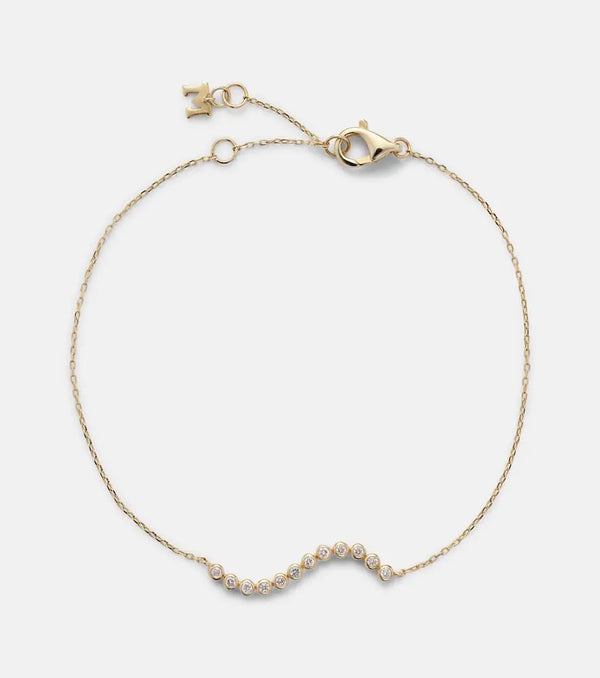 Mateo 14kt gold wave bracelet with diamonds | LYBSTORE