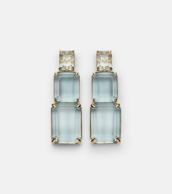 Mateo Arithmetic Composition 14kt gold drop earrings with topaz