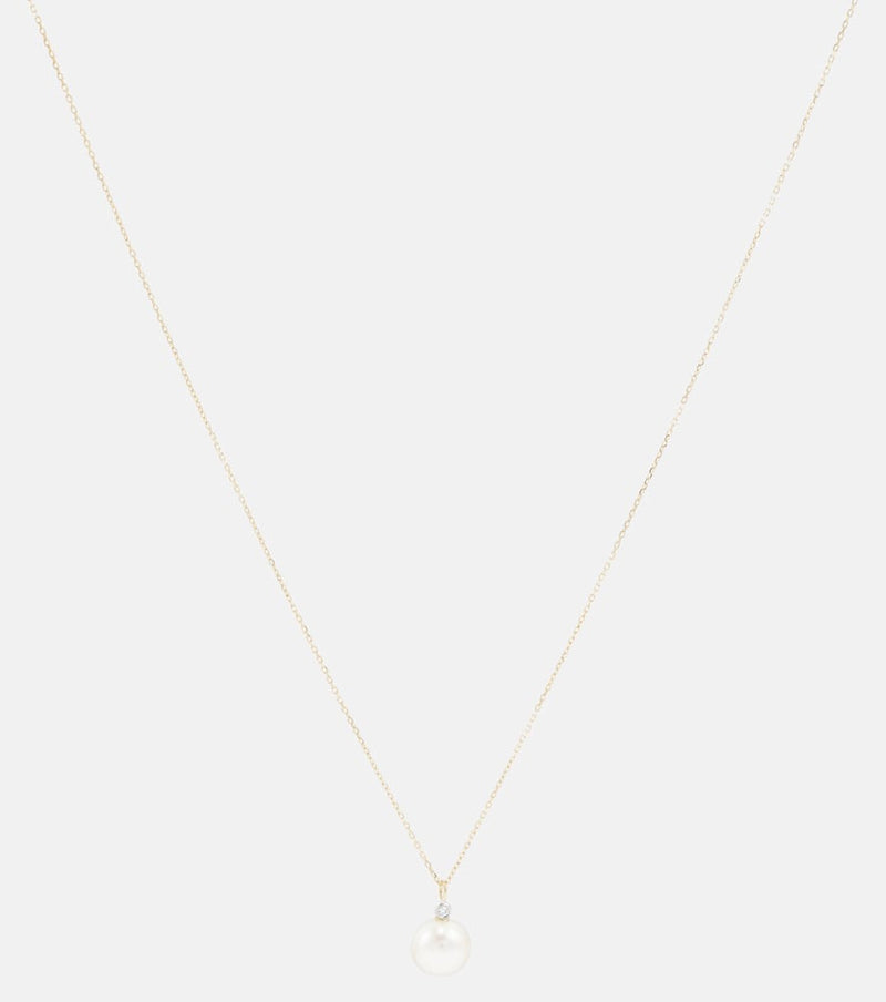 Mateo Dot 14kt gold necklace with diamond and pearl