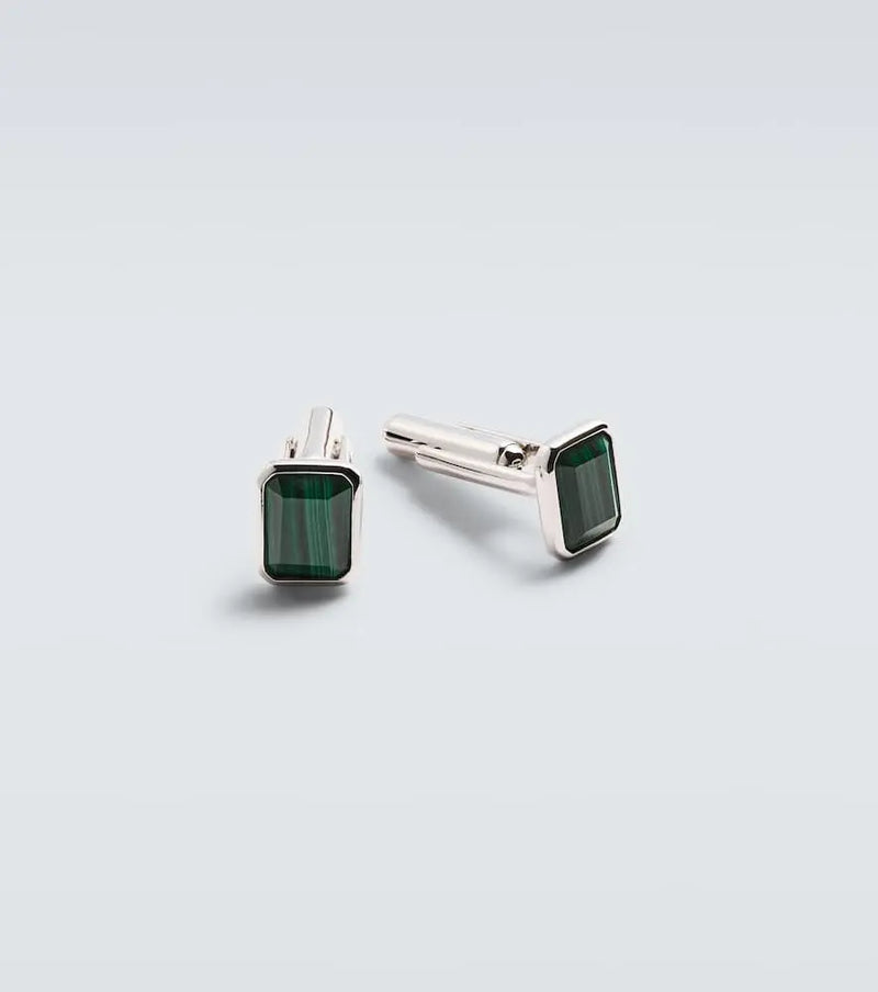 Mateo Sterling silver cufflinks with emeralds