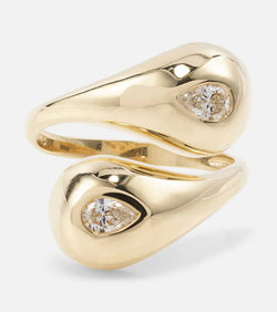 Mateo Water Droplet 14kt gold ring with diamonds