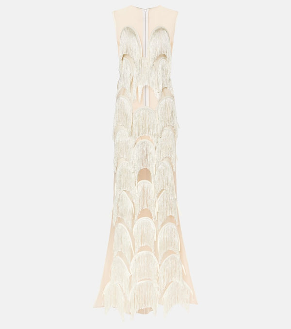 Maticevski Cascading fringed mesh gown