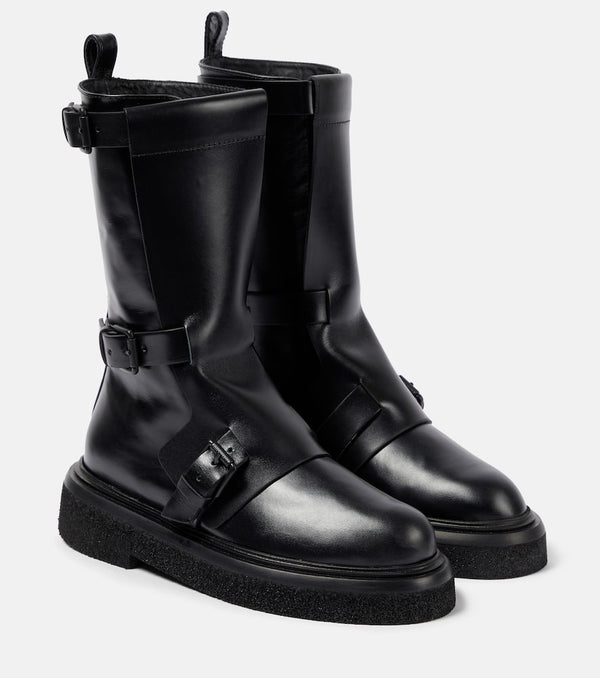 Max Mara Buckles leather knee-high boots