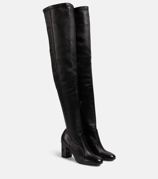 Max Mara Damier leather over-the-knee boots | LYBSTORE