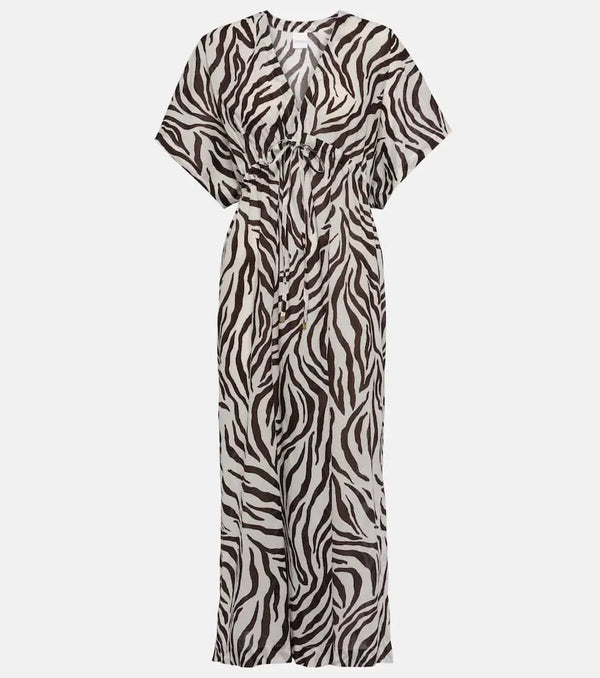 Max Mara Dorotea zebra-print cotton midi dress | LYBSTORE