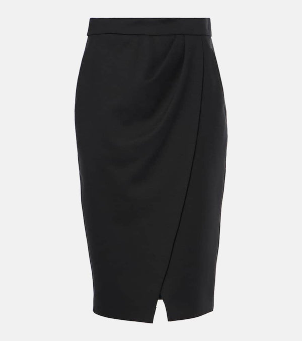 Max Mara Fervida wool-blend jersey wrap skirt