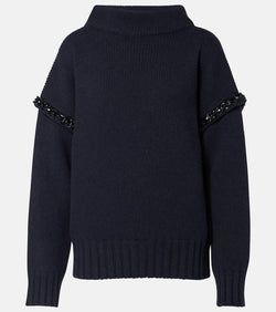 Max Mara Gene embellished virgin wool hoodie