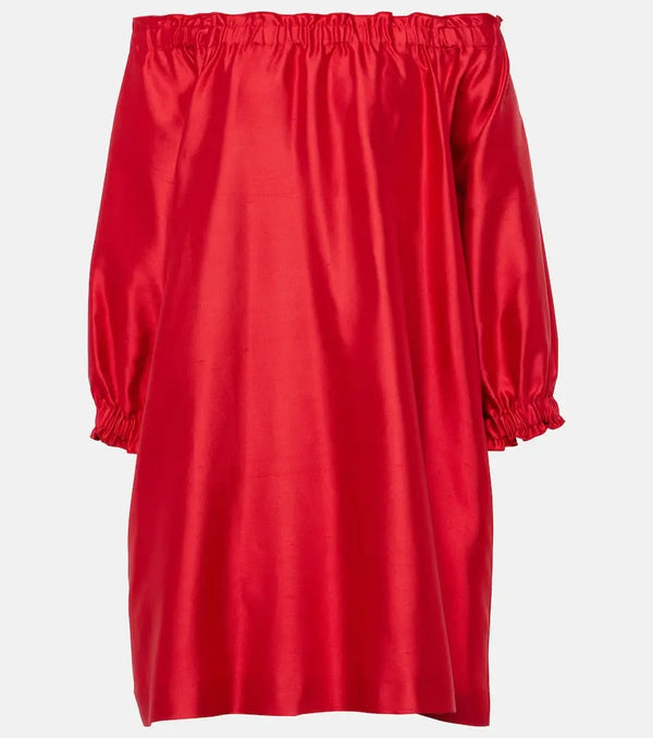 Max Mara Lepre off-shoulder silk and cotton minidress | LYBSTORE