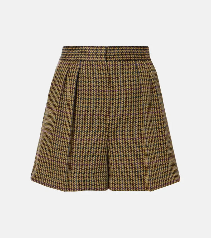 Max Mara Patroni houndstooth wool-blend shorts | LYBSTORE