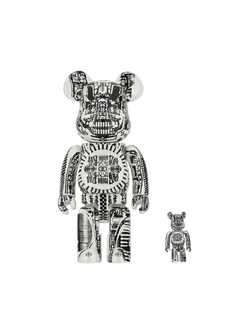 Medicom 100% + 400% H.R. Giger Chrome Version Be@rbrick White