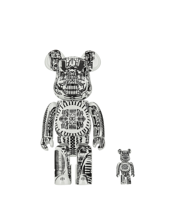 Medicom 100% + 400% H.R. Giger Chrome Version Be@rbrick White