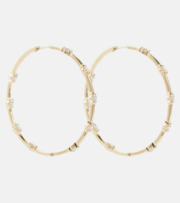 Melissa Kaye Zea 18kt yellow gold hoop earrings with diamonds | LYBSTORE